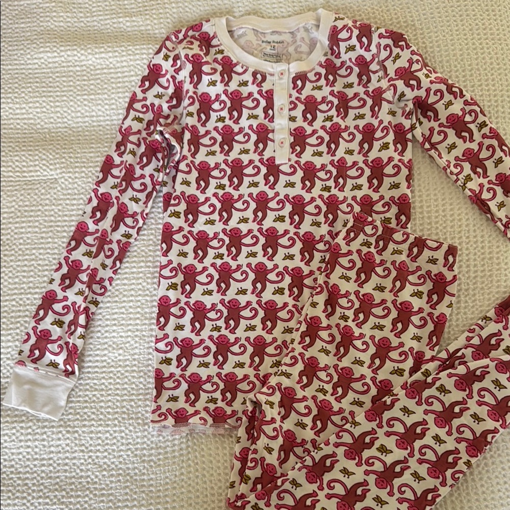Kids Pajamas with pink/red Monkey Print… Roller rabbit